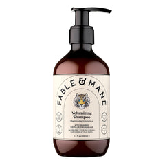Fable & Mane front bottle shot showing packaging and volume benefit