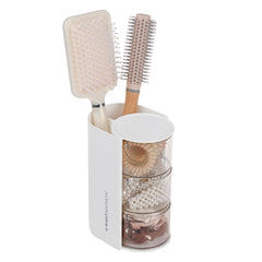 FABROK front view showing compact white rotating organizer for tidy counters