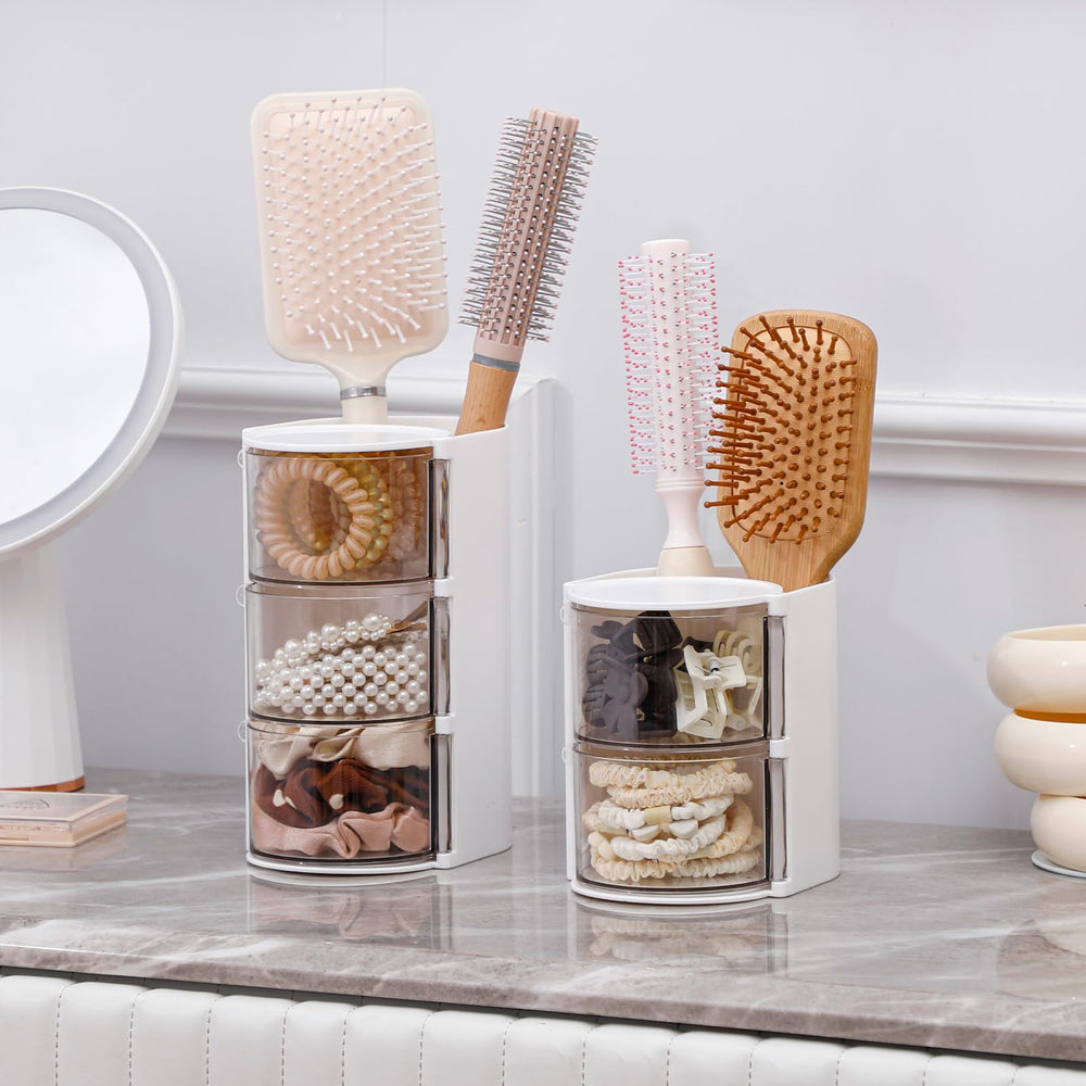 FABROK on a vanity with accessories showing organized, clutter-free styling
