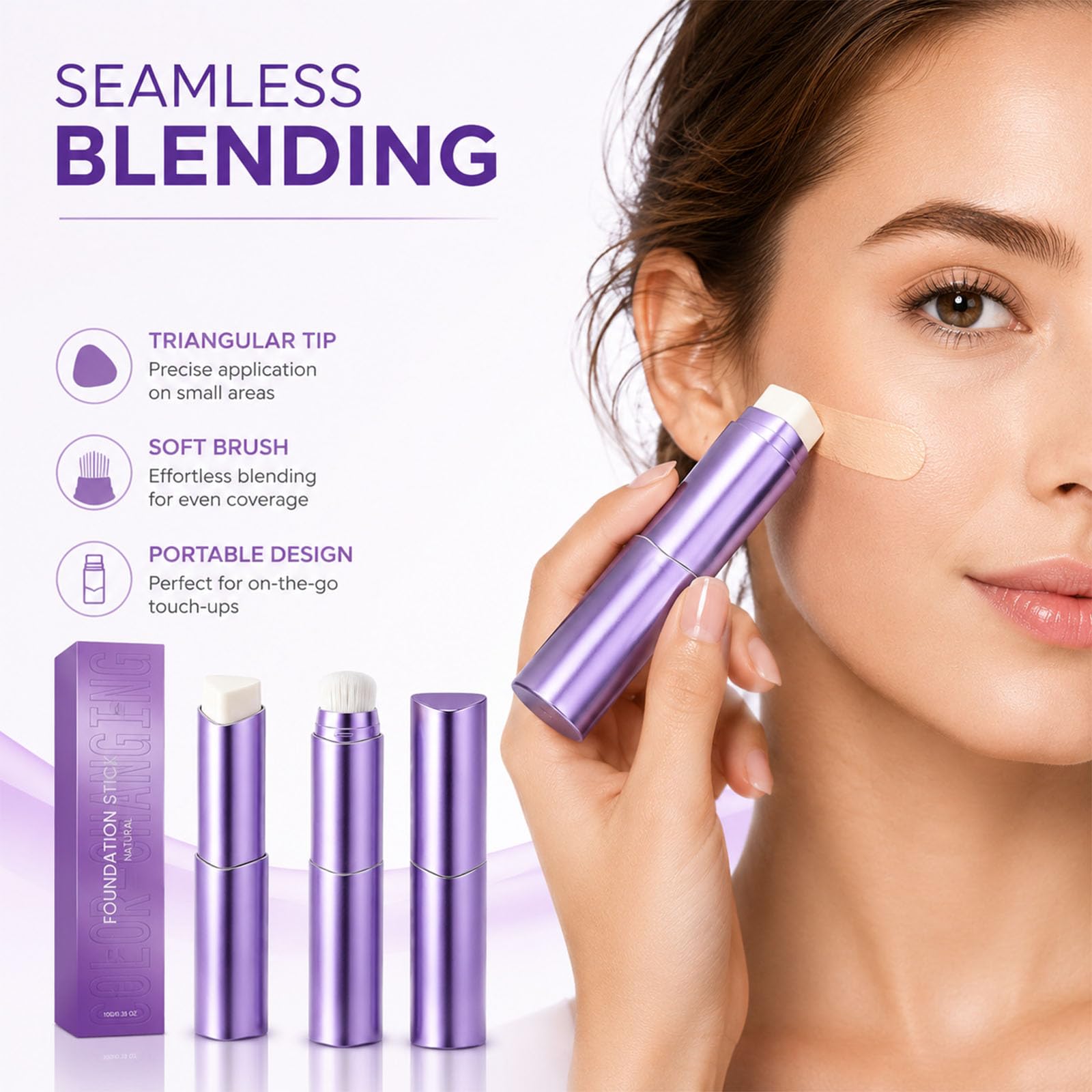 Facelove Skincare applying foundation on deep skin forehead for even, natural coverage