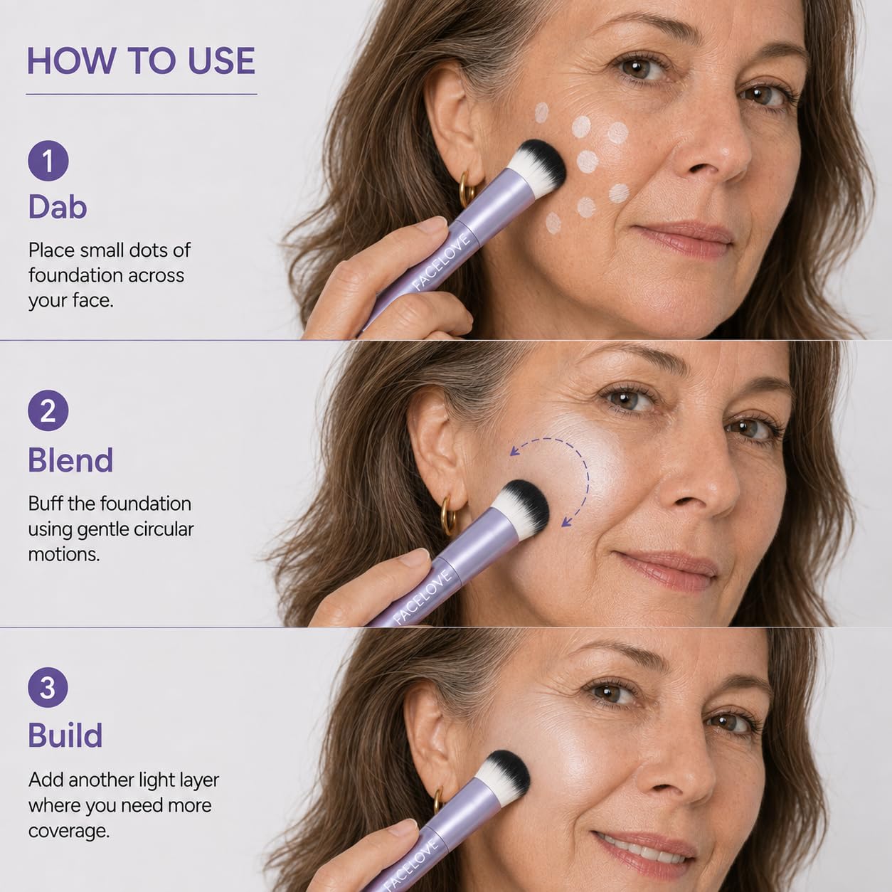 FACELOVE brush next to a hand to show size and control for comfortable use