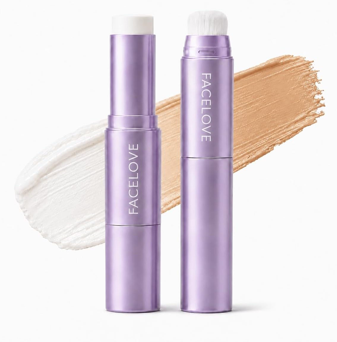 Facelove foundation stick front packaging showing compact travel benefit