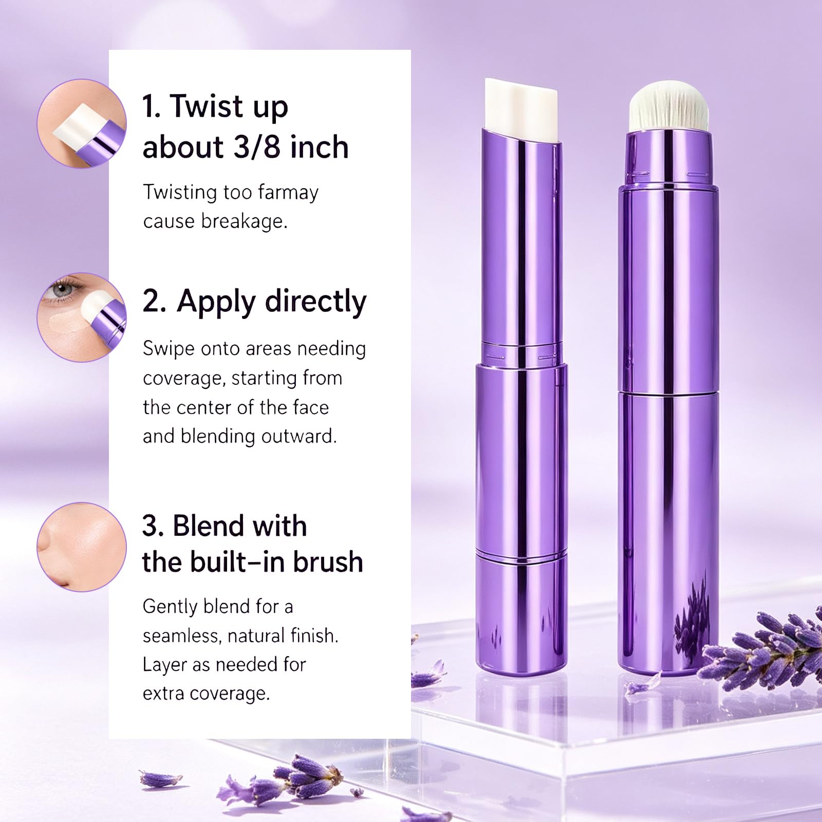 Facelove placed inside a makeup bag highlighting on-the-go touch-up benefit