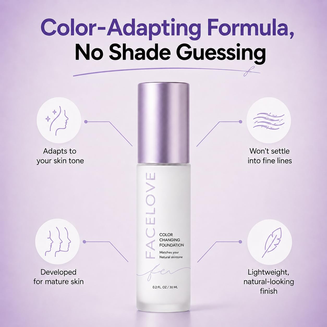 Facelove texture close-up revealing smooth liquid finish for natural radiance
