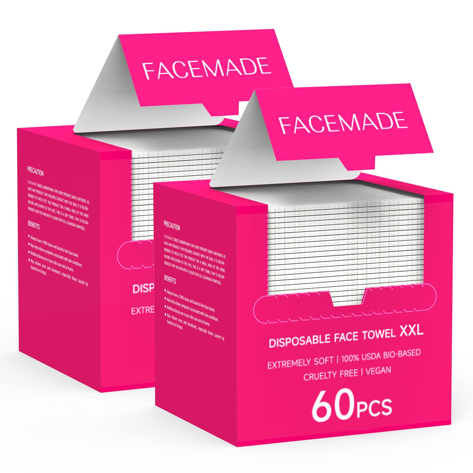 FACEMADE front packaging showing 120 count and XXL size benefit