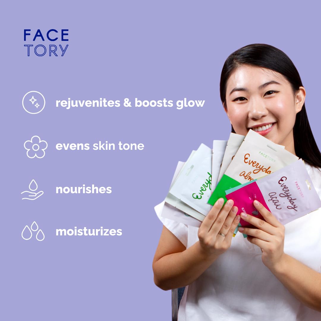 FACETORY eight different masks laid flat to show variety and choice