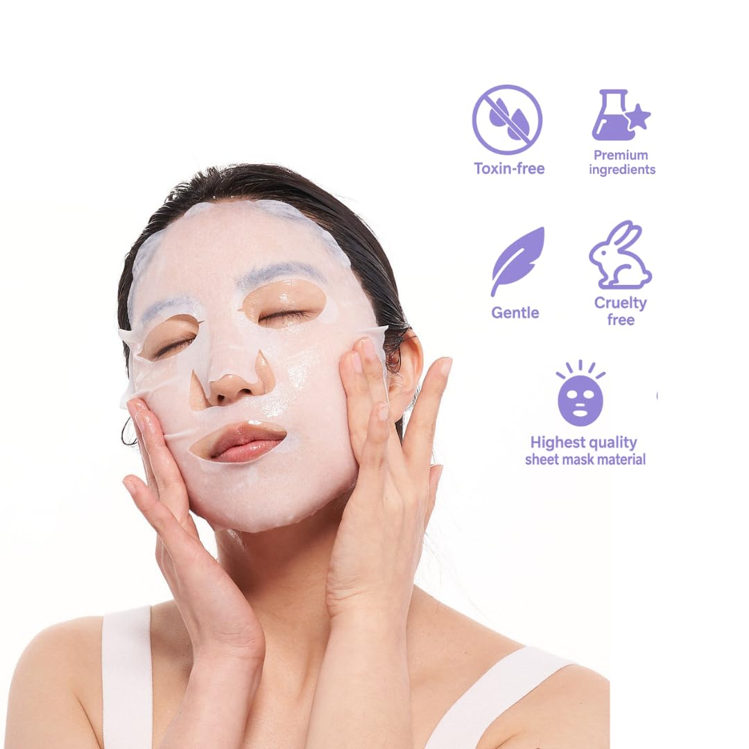 FACETORY model wearing mask relaxing to show calming treatment