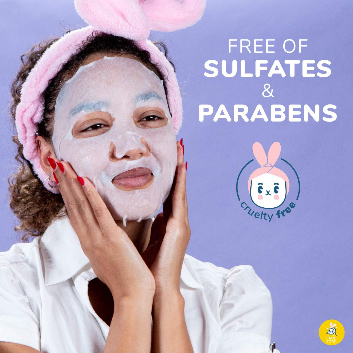 FACETORY masks staged on bathroom shelf for at-home spa convenience