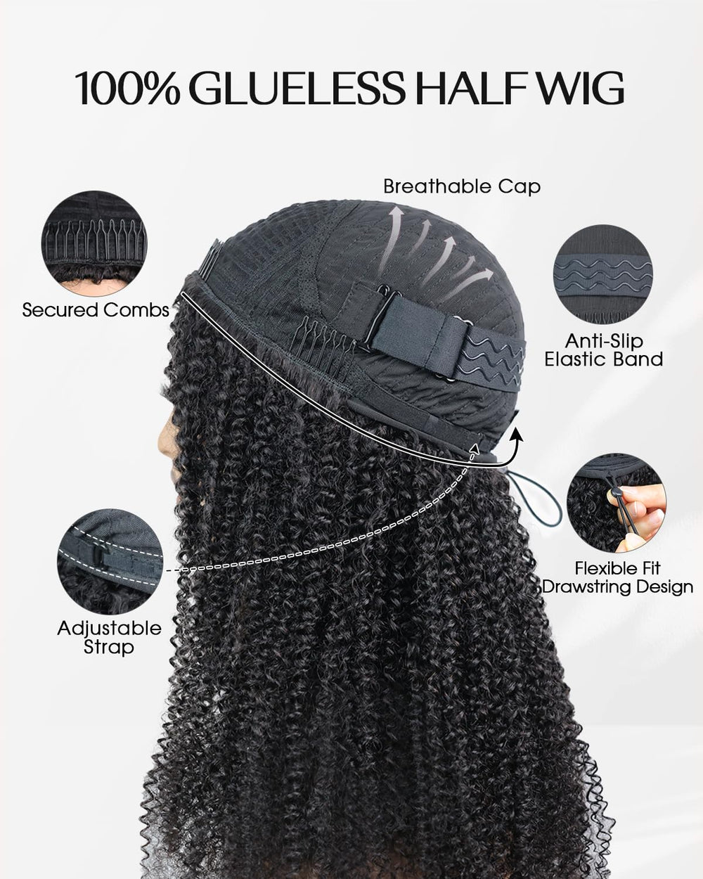 FACMOOD flip-over headband style in use for instant no-glue styling
