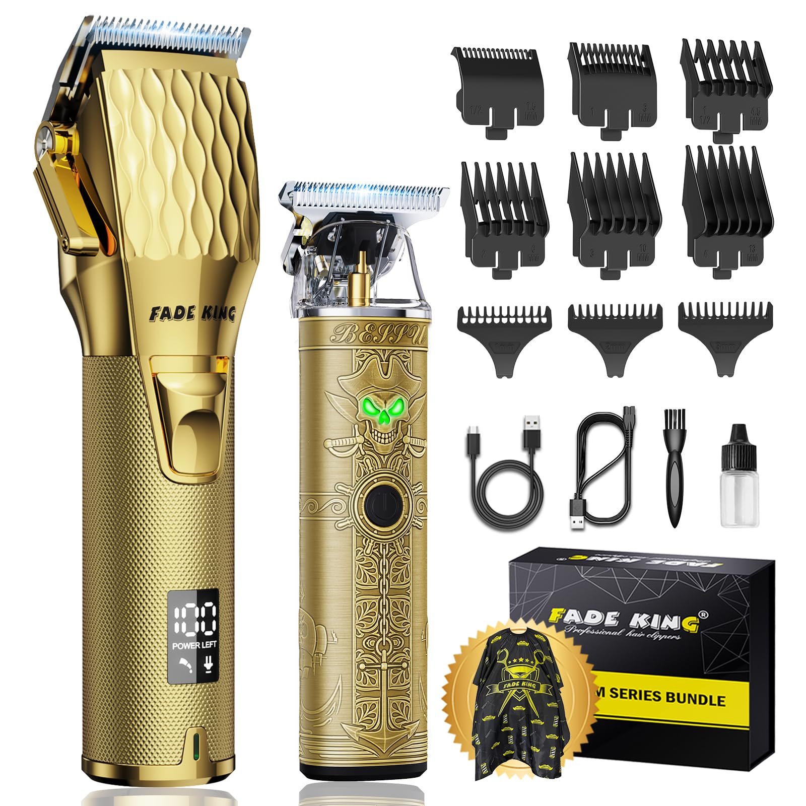 FADEKING clipper front view showing controls and charging port for reliable use