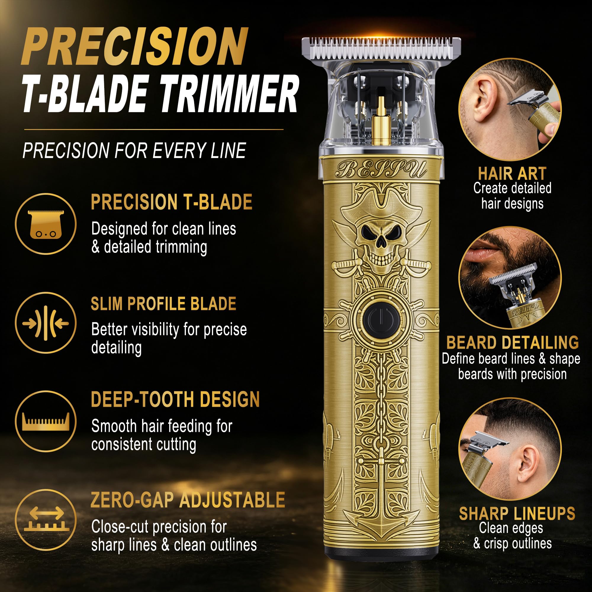 FADEKING guide combs, cape and tools displayed for complete grooming convenience