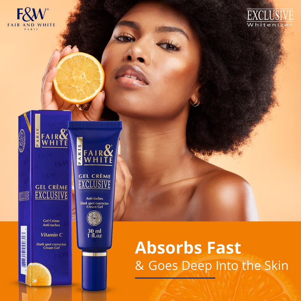 Fair & White size comparison with coin showing compact 30 ml travel-friendly benefit