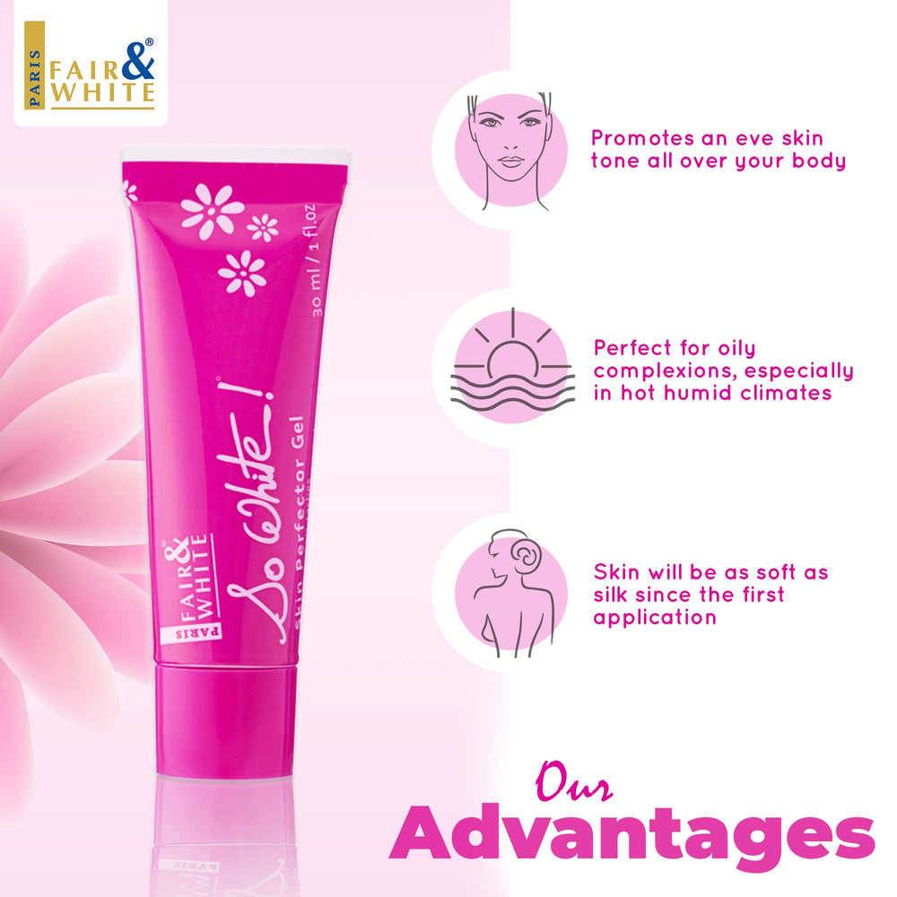 FAIR & WHITE gel being applied on hand demonstrating quick spread benefit: lightweight feel