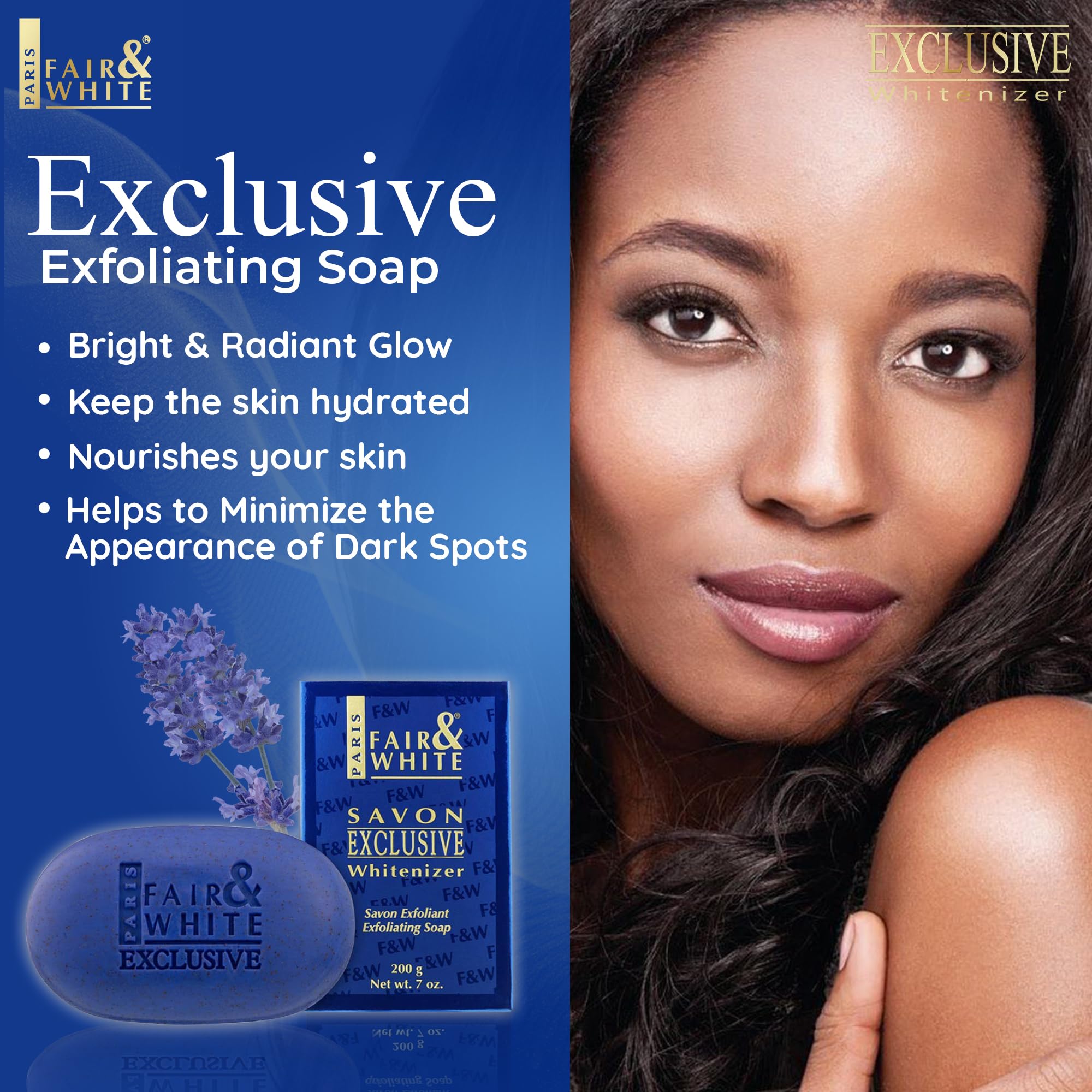 FAIR & WHITE rich creamy lather in hands, highlights hydrating cleansing benefit