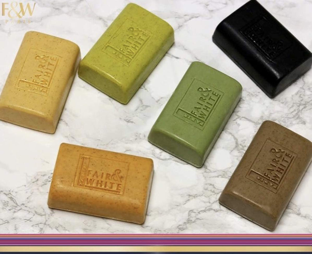 FAIR & WHITE soap on bathroom shelf lifestyle scene supporting daily use