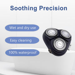 FAIRBEE replacement head being clicked onto a shaver by hand for easy installation