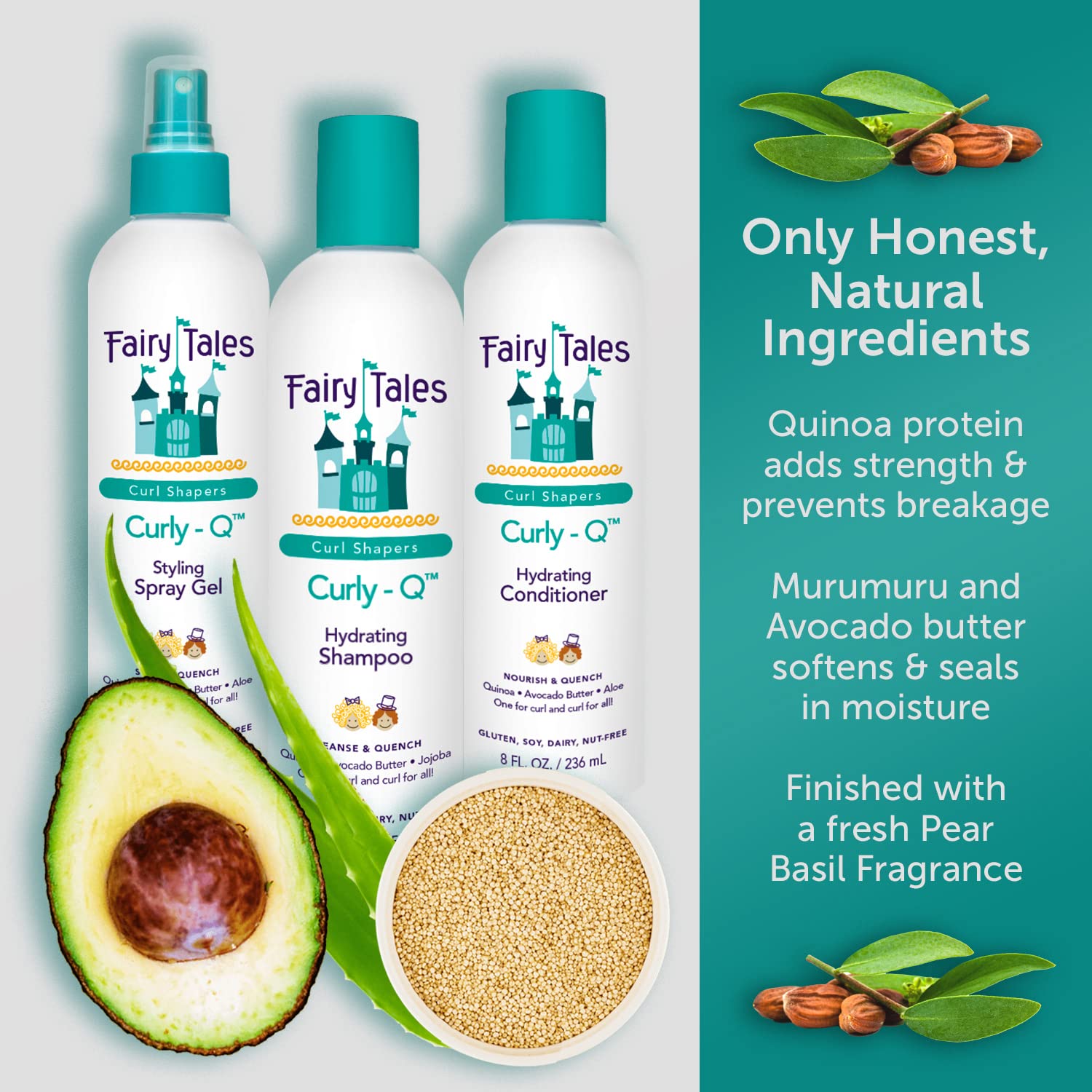 Child using Fairy Tales Curly Q conditioner for gentler detangling