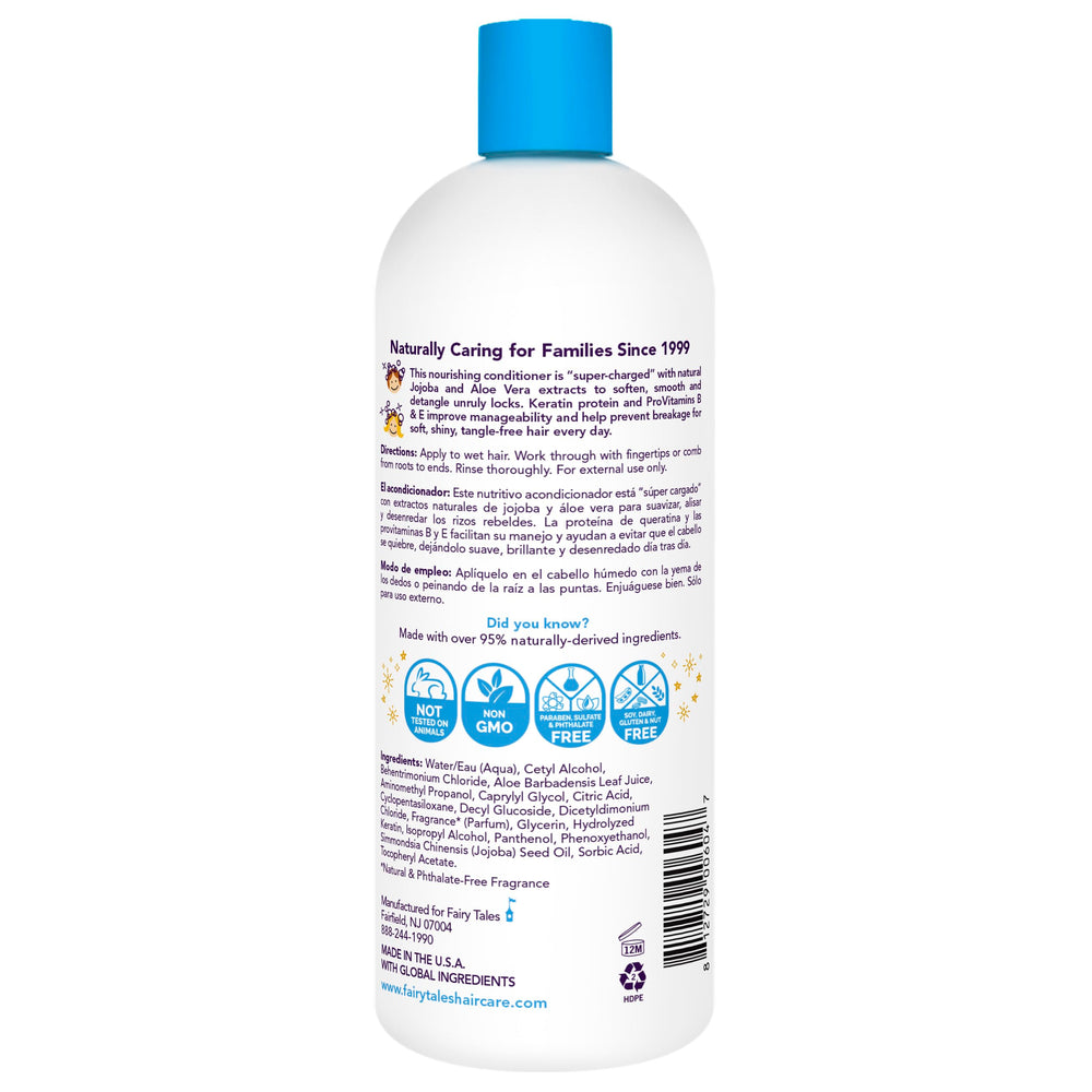 Fairy Tales pump close-up dispensing conditioner for easy, mess-free dosing