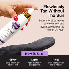 Fake Bake applicator mitt being used for streak-free even coverage