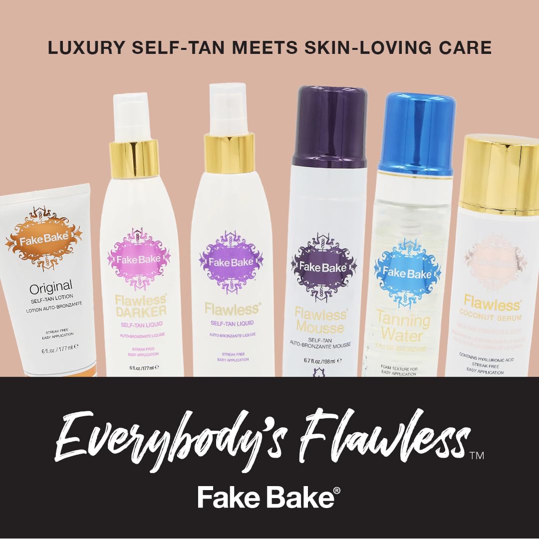 Fake Bake packaging label highlighting vegan and paraben-free benefits