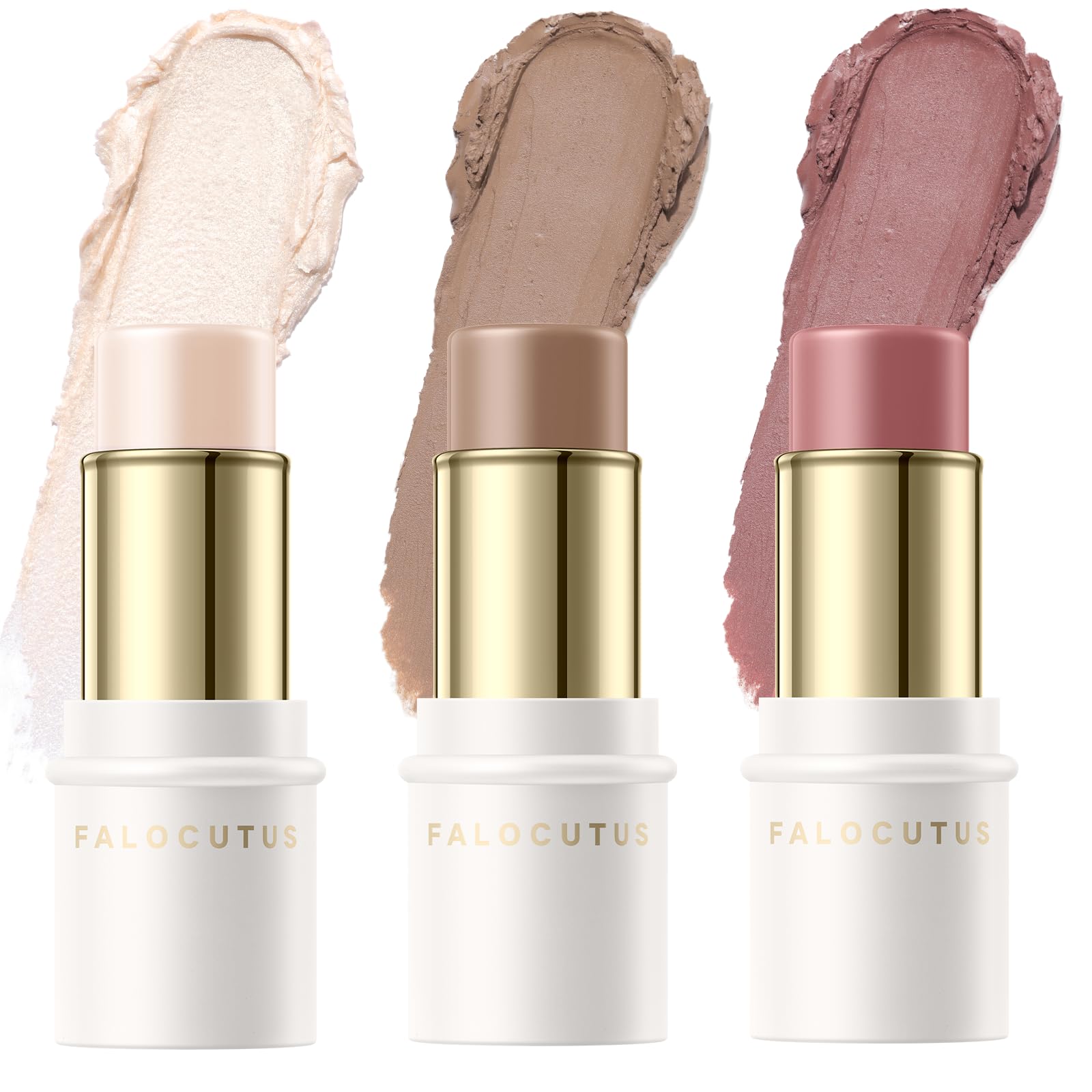 Falocutus front packaging showing three contour sticks and portability benefit