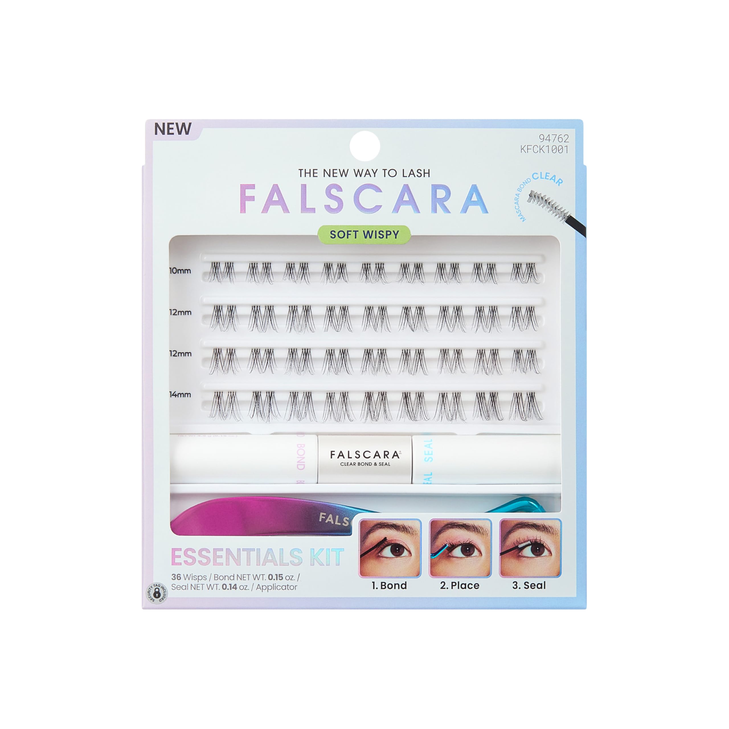 FALSCARA front packaging showing clear-band kit and included tools for convenience