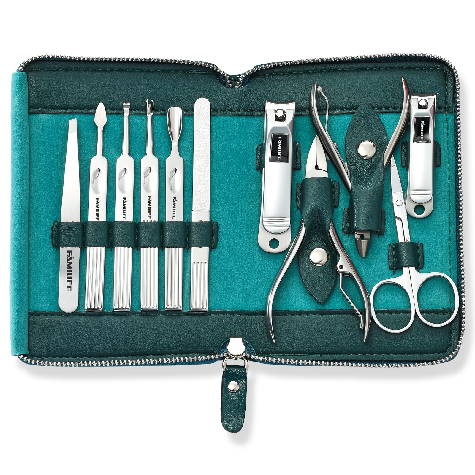 FAMILIFE travel-ready lifestyle scene showing kit packed for on-the-go grooming
