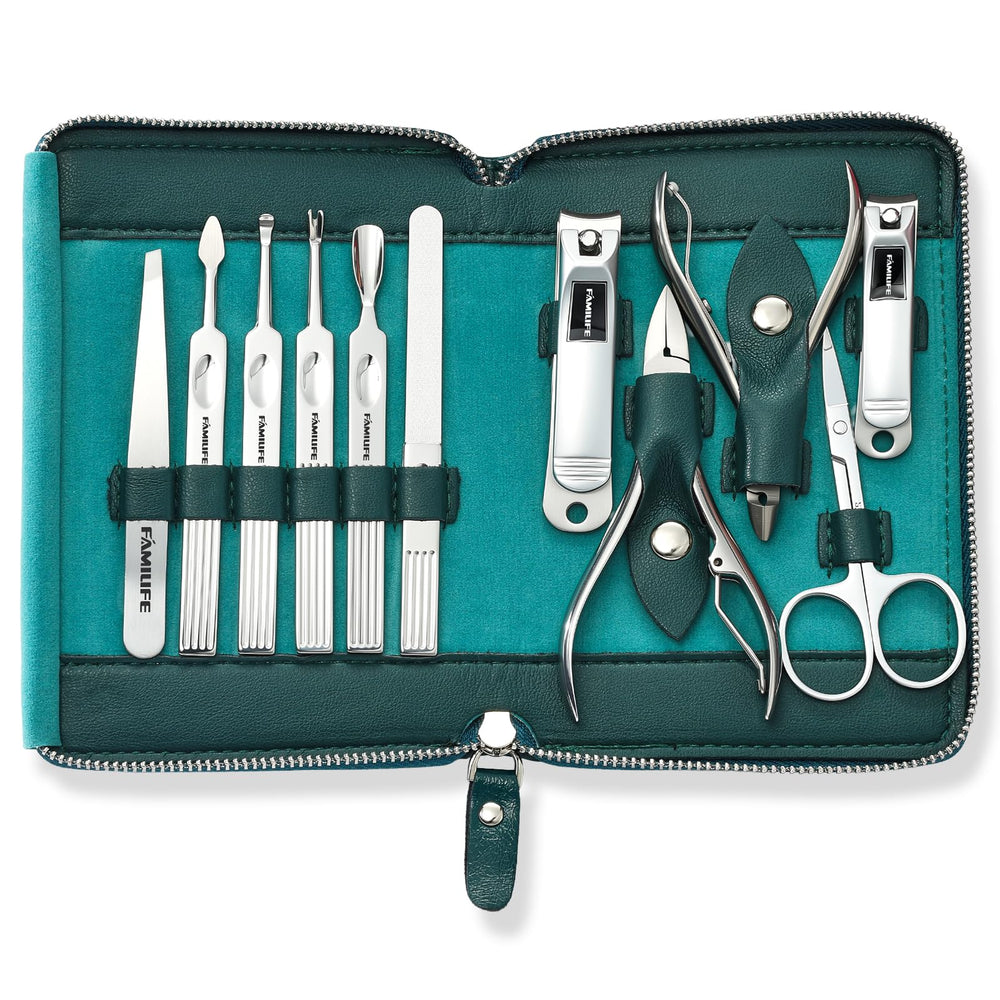 FAMILIFE travel-ready lifestyle scene showing kit packed for on-the-go grooming