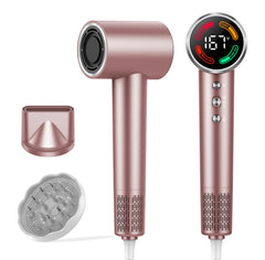 FAMOO hair dryer front view showing compact design and fast airflow benefit