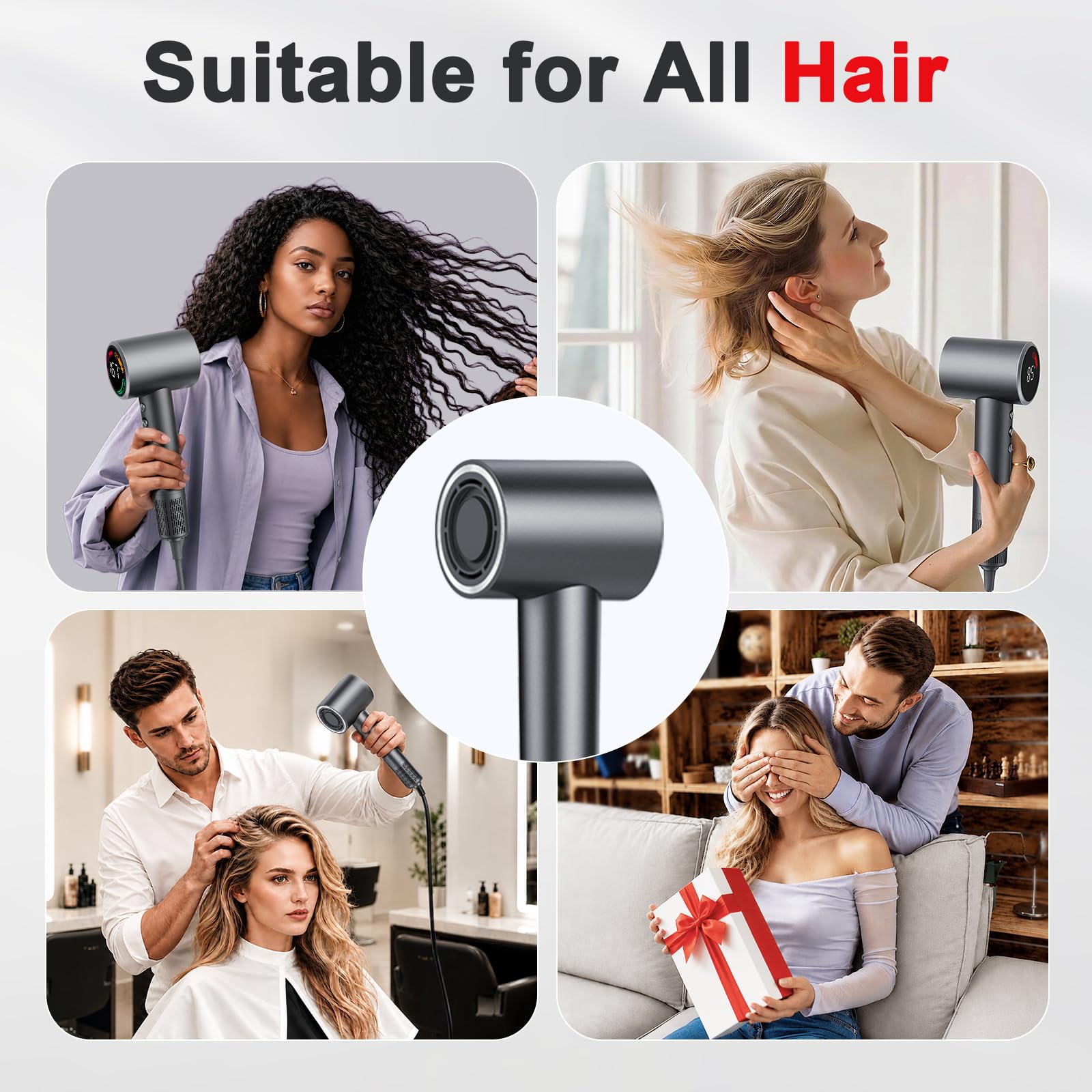 FAMOO hair dryer packed in a travel bag to show portability for trips and gym use