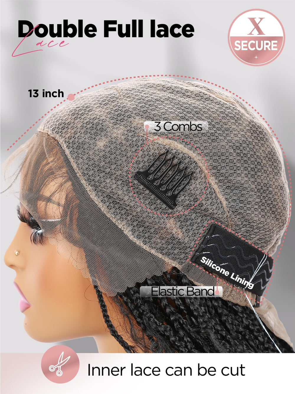 FANCEE side profile of woman wearing wig showcasing styling versatility and comfort