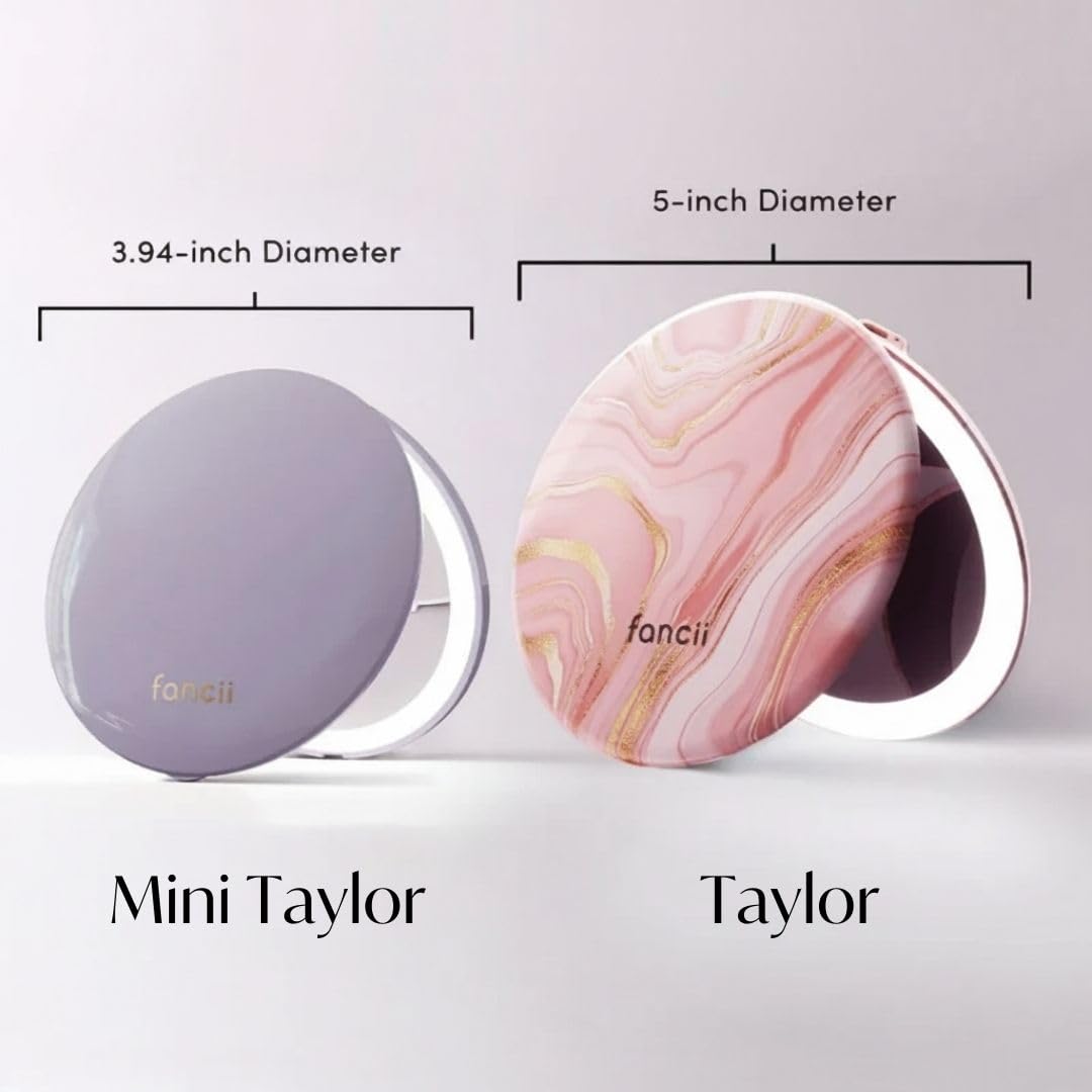 Fancii Mini Taylor held in hand while applying makeup showing ease of one-handed use