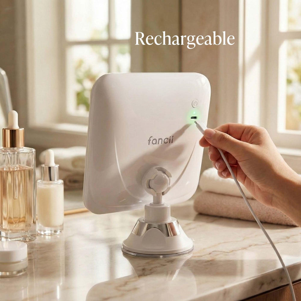 Fancii Mira 2 packed in a toiletry bag illustrating cordless travel convenience