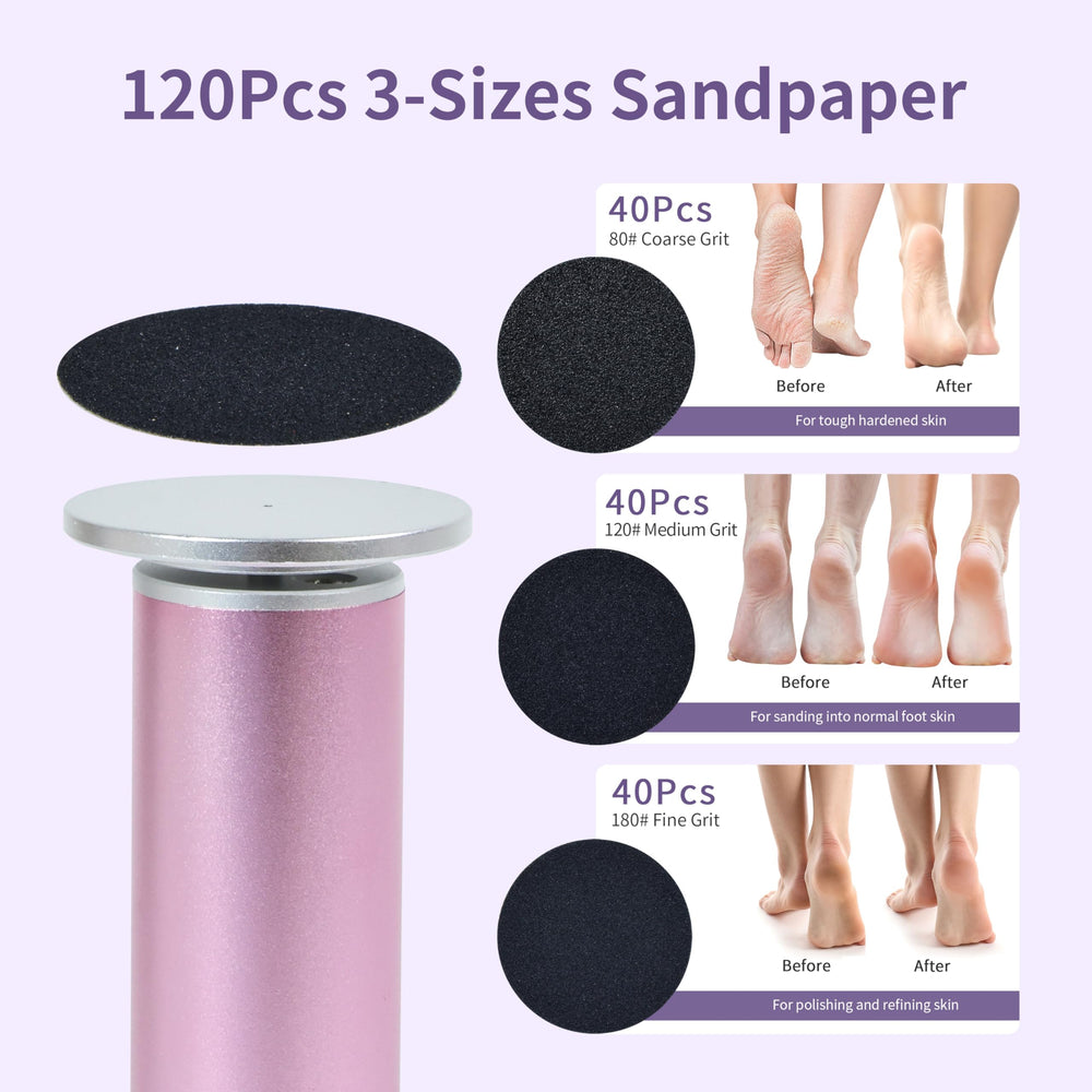 FancyJun laid out 120 sandpaper discs in three grits for progressive exfoliation