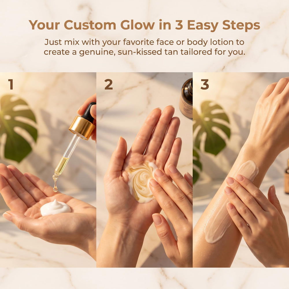 FANCYPLUM drops mixed in palm with moisturizer showing easy blending and personalized shade benefit simplicity