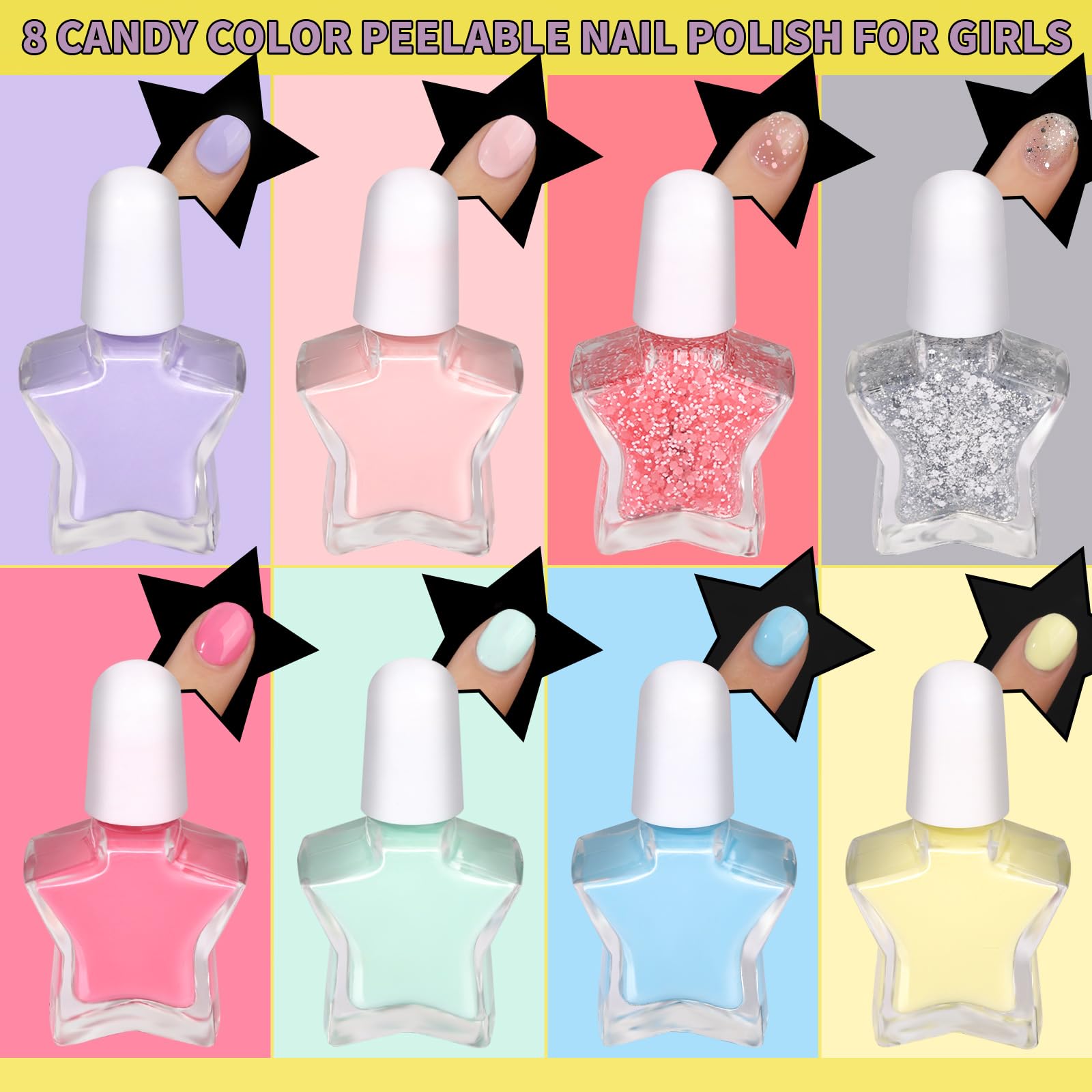 Fandamei peelable polish bottles in candy colors for quick changes