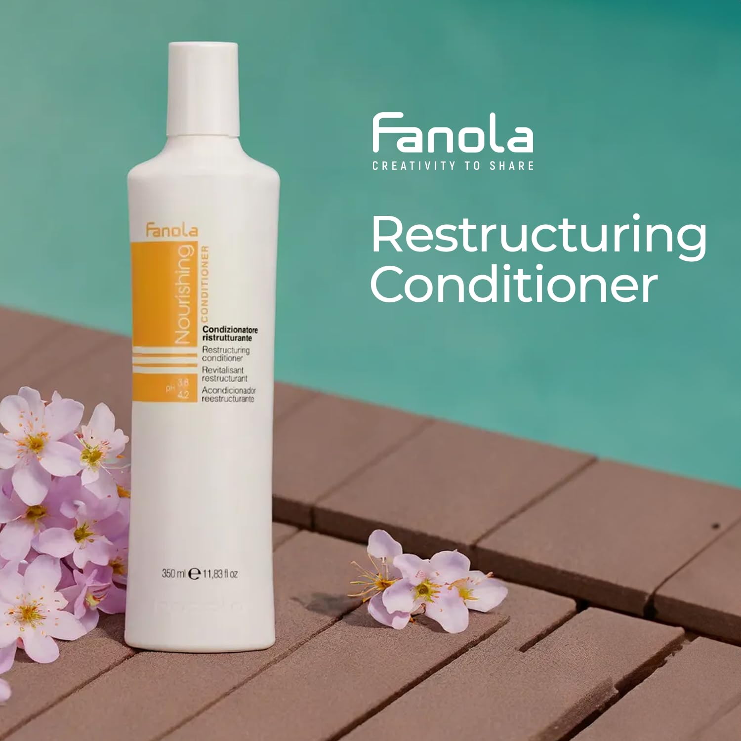 Fanola conditioner applied to wet hair demonstrating detangling and smoothing benefits