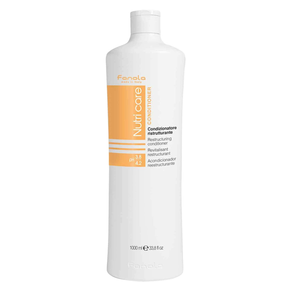 Fanola front packaging of Nutri Care conditioner showing volume and brand benefits