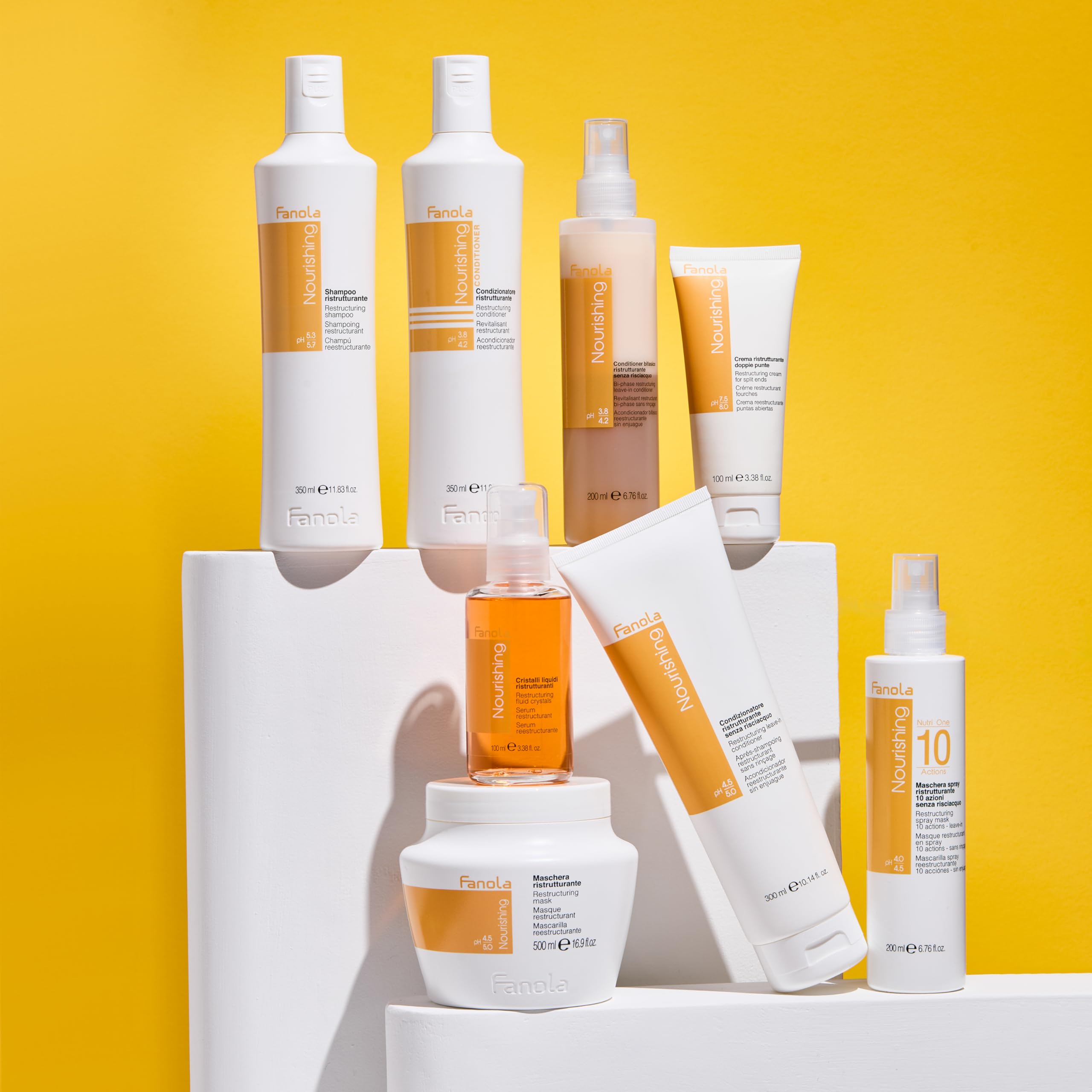 Fanola label close-up highlighting ingredients and pH balance benefit