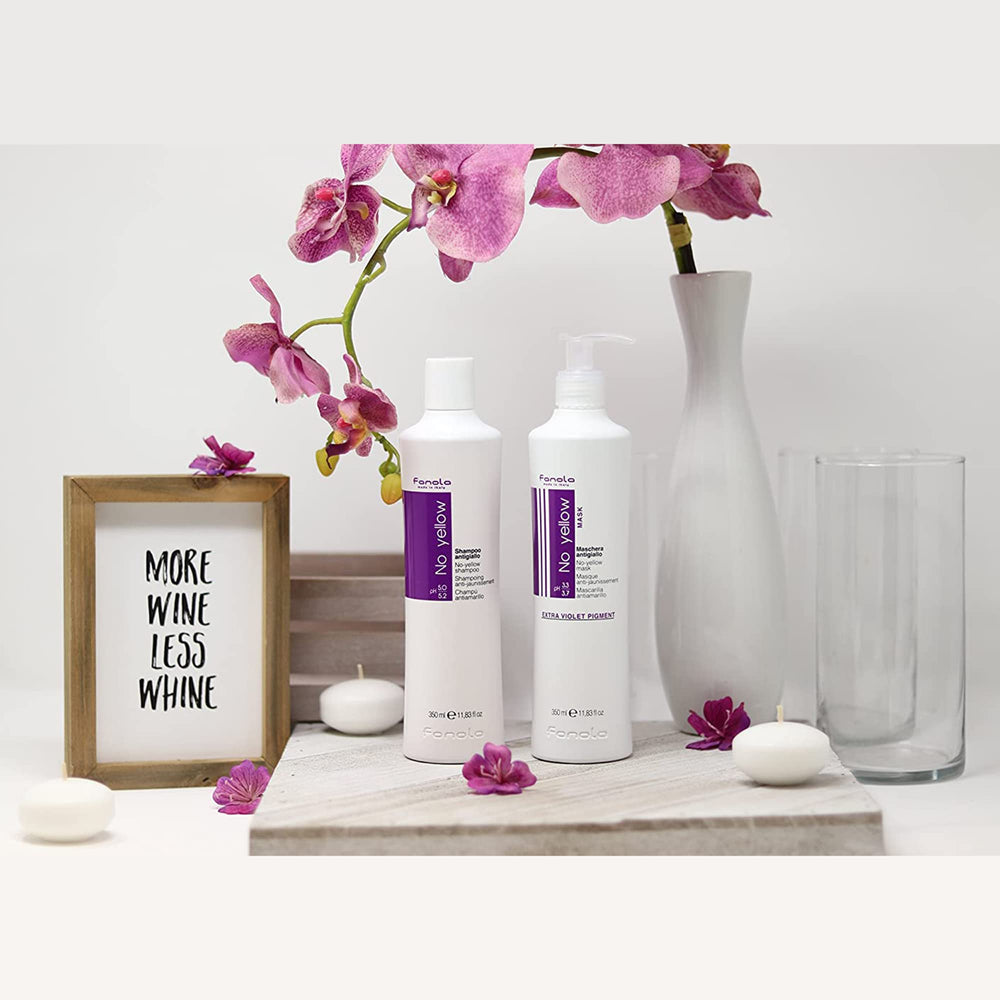 Fanola No Yellow mask open jar cream displayed for nourishing conditioning benefit