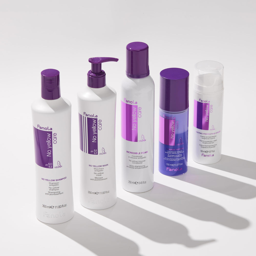 Fanola No Yellow paired with mask shows combined hydration benefit