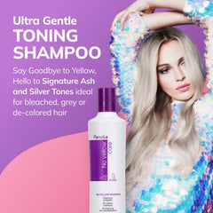 Fanola shampoo lather on blonde hair demonstrating toning action