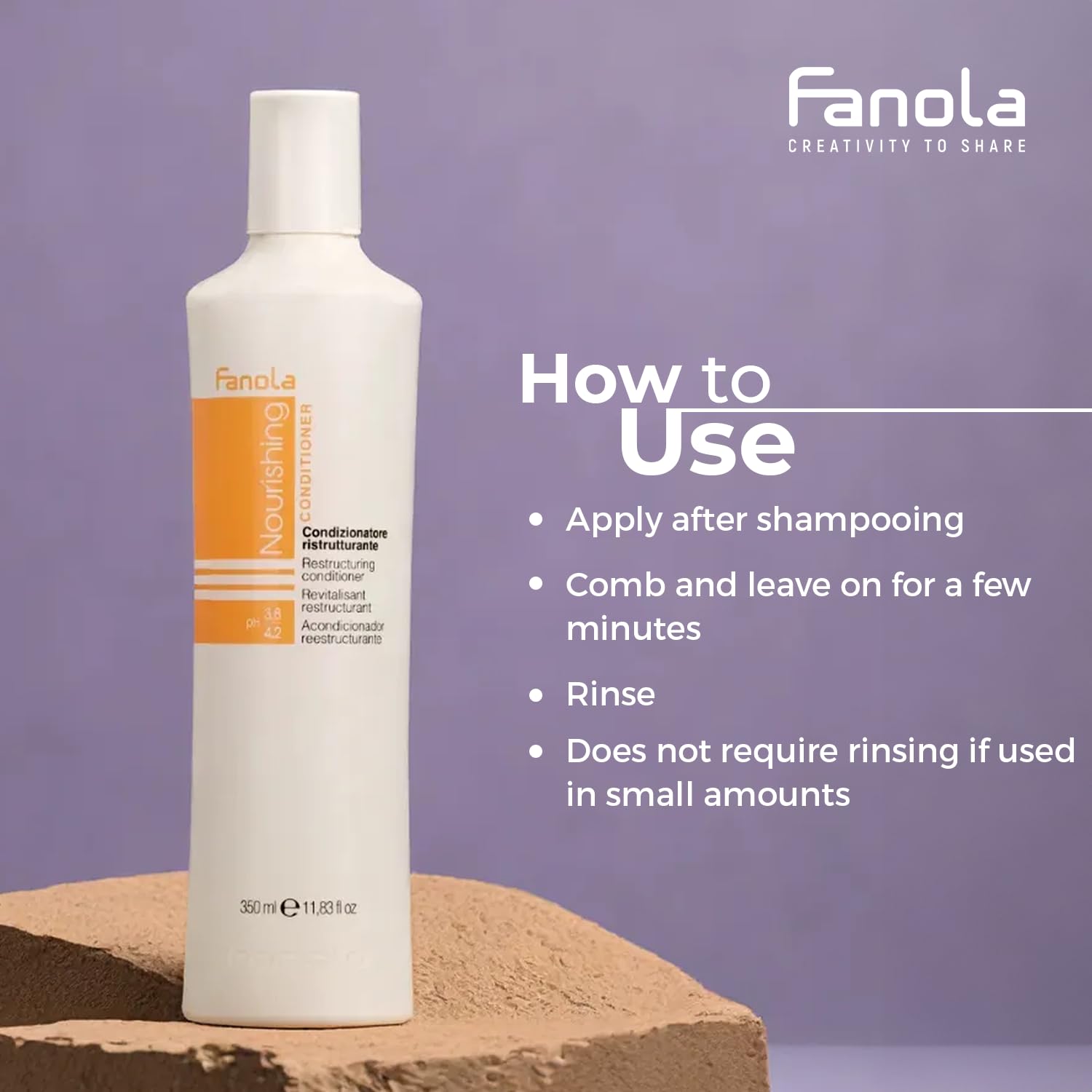Fanola creamy conditioner texture close-up highlighting smooth reparative formula