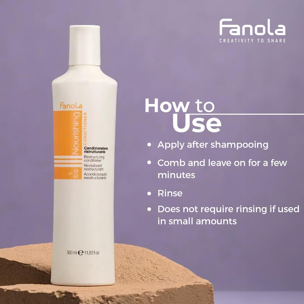 Fanola creamy conditioner texture close-up highlighting smooth reparative formula