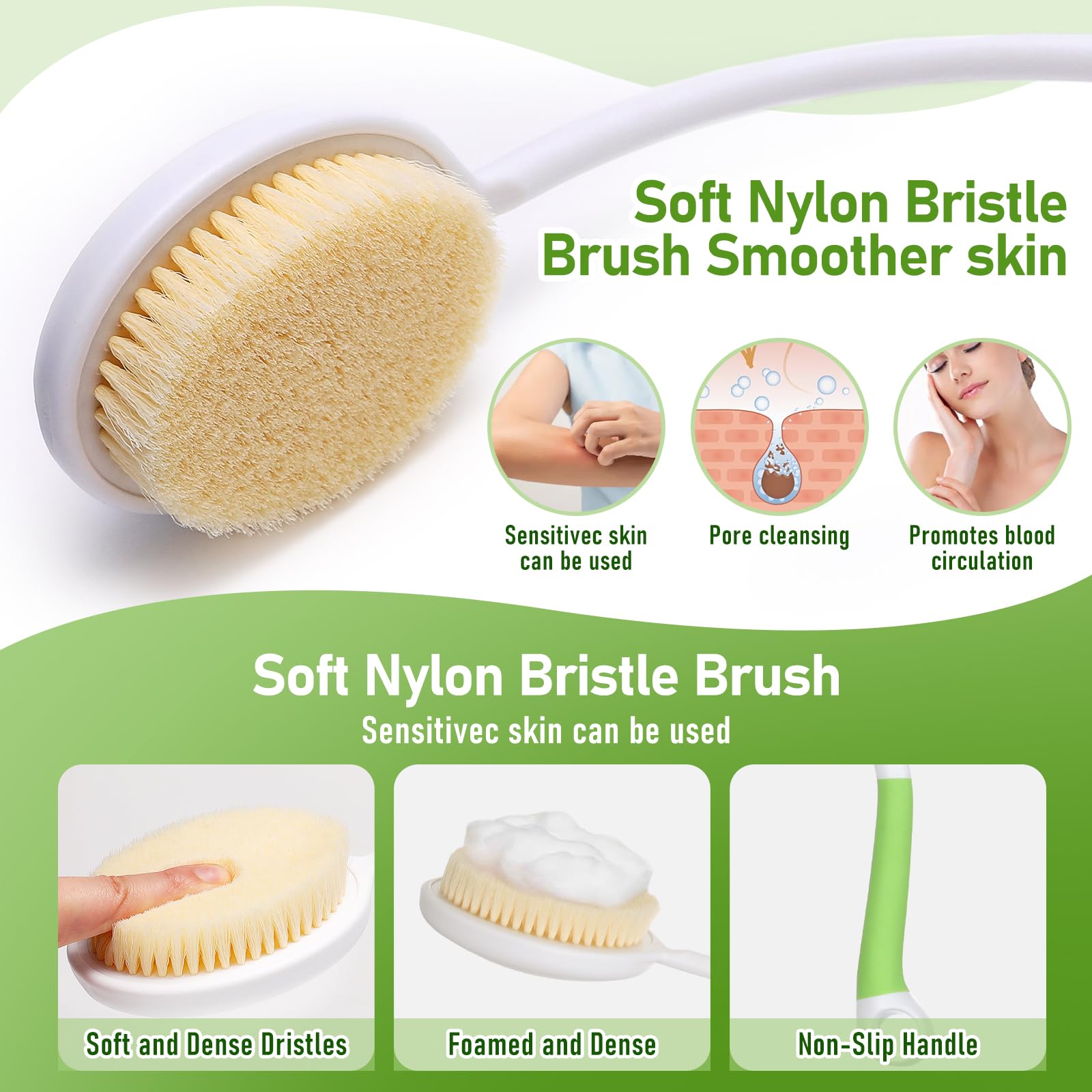 Fanwer brush placed in shower scene showing convenience and daily use benefit