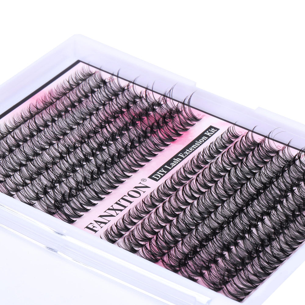 FANXITON lash brush and accessories arranged to show complete kit convenience