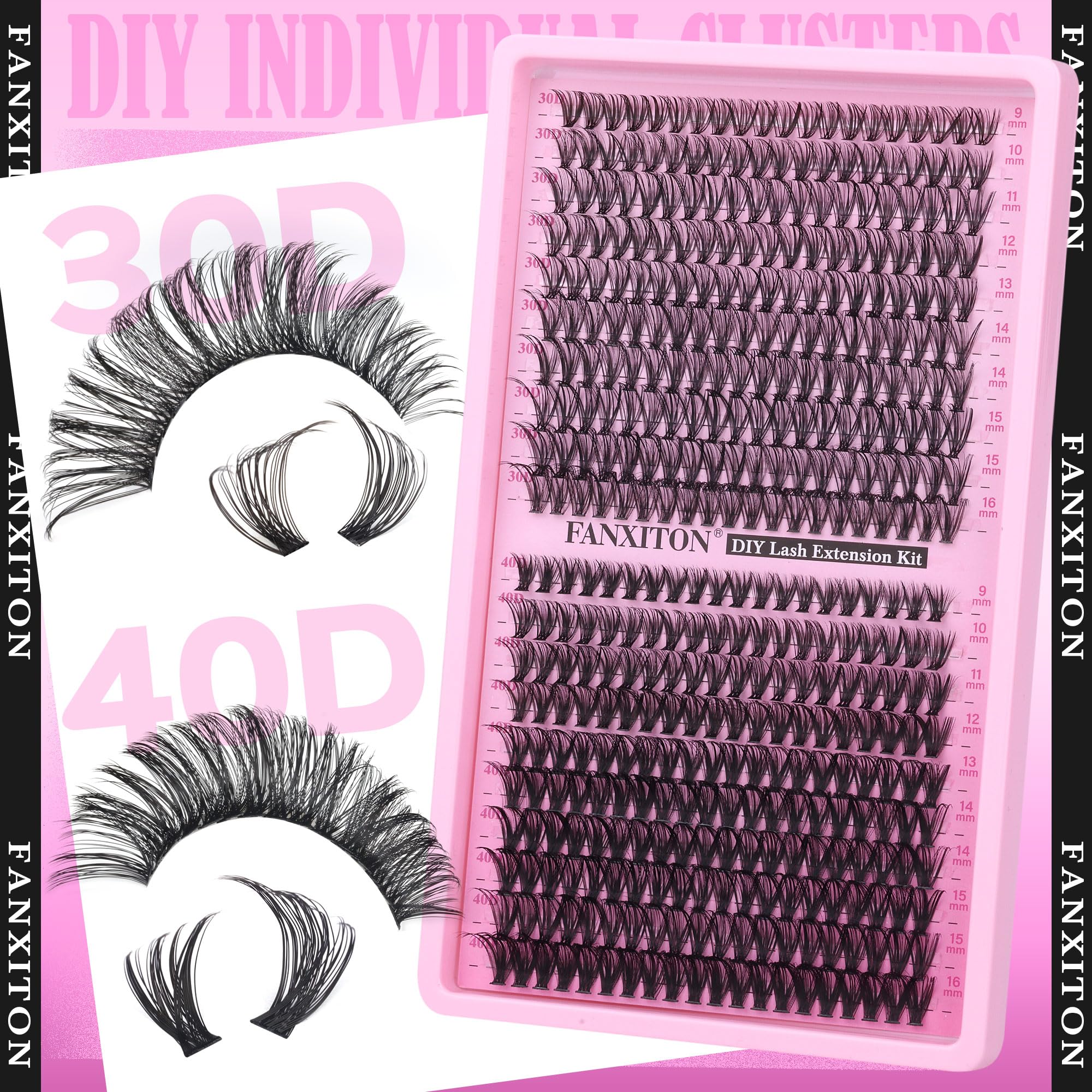 FANXITON D curl clusters displayed 8mm to 16mm showing length options benefit