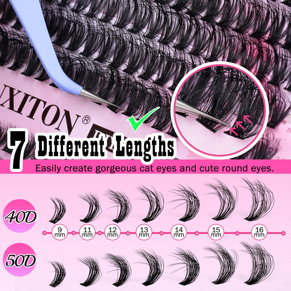 FANXITON length comparison 9–16mm showing layered volume options