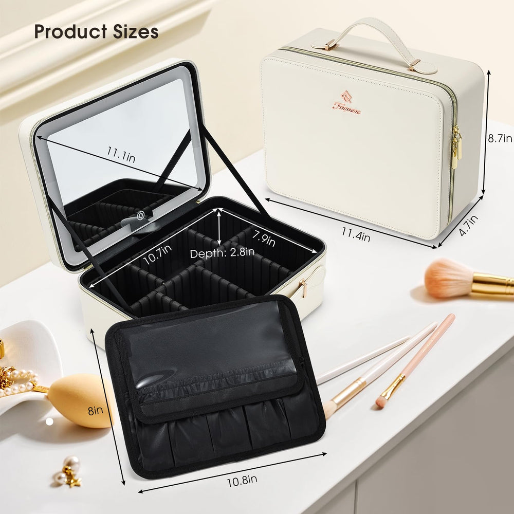 Faquenc on vanity with products showing ready-to-use travel-ready setup