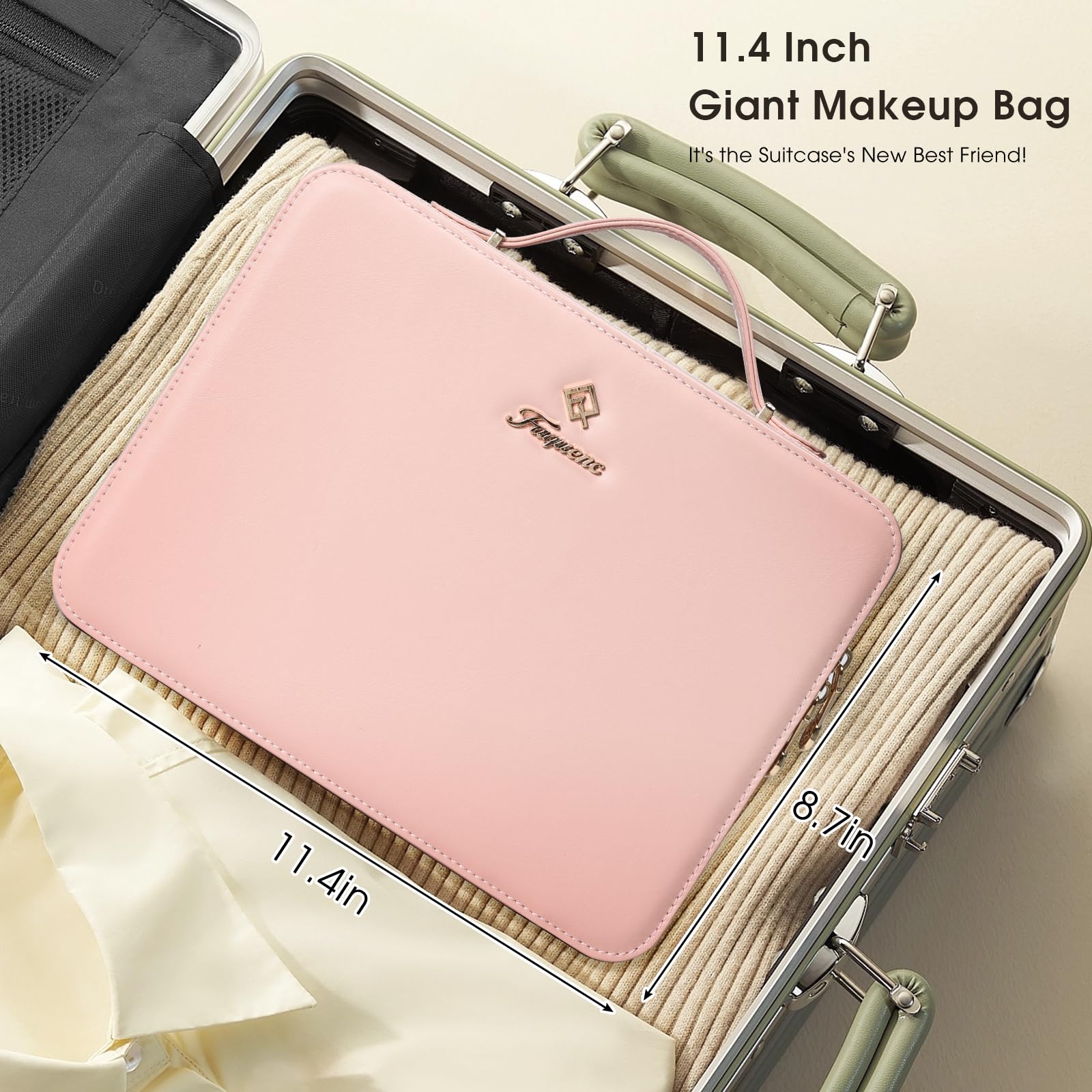 Faquenc luggage band attached to suitcase showing hands-free transport benefit